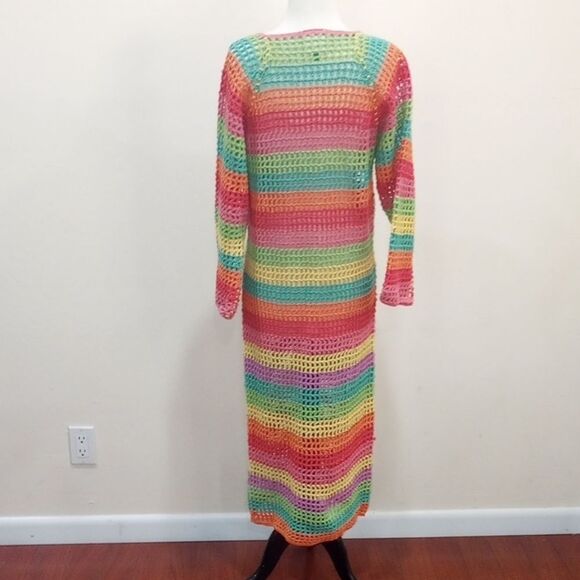 Farm Rio Colorful Rainbow Crochet Knit Dress - XS  **Missing Slip / Dress Only** - Picture 7 of 12
